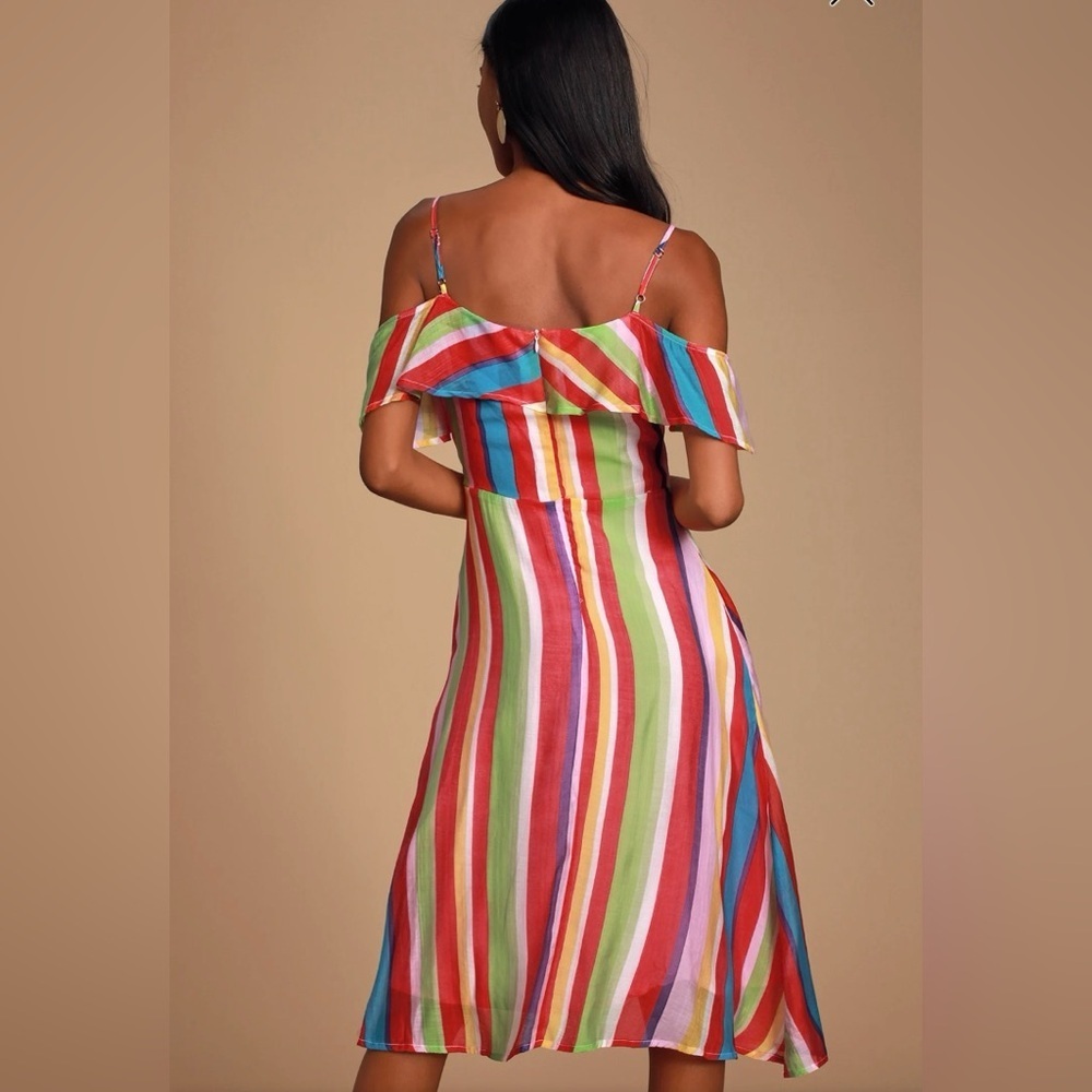 Lulu's Red and Blue Ruffled Slit Sundress - Picture 4 of 16